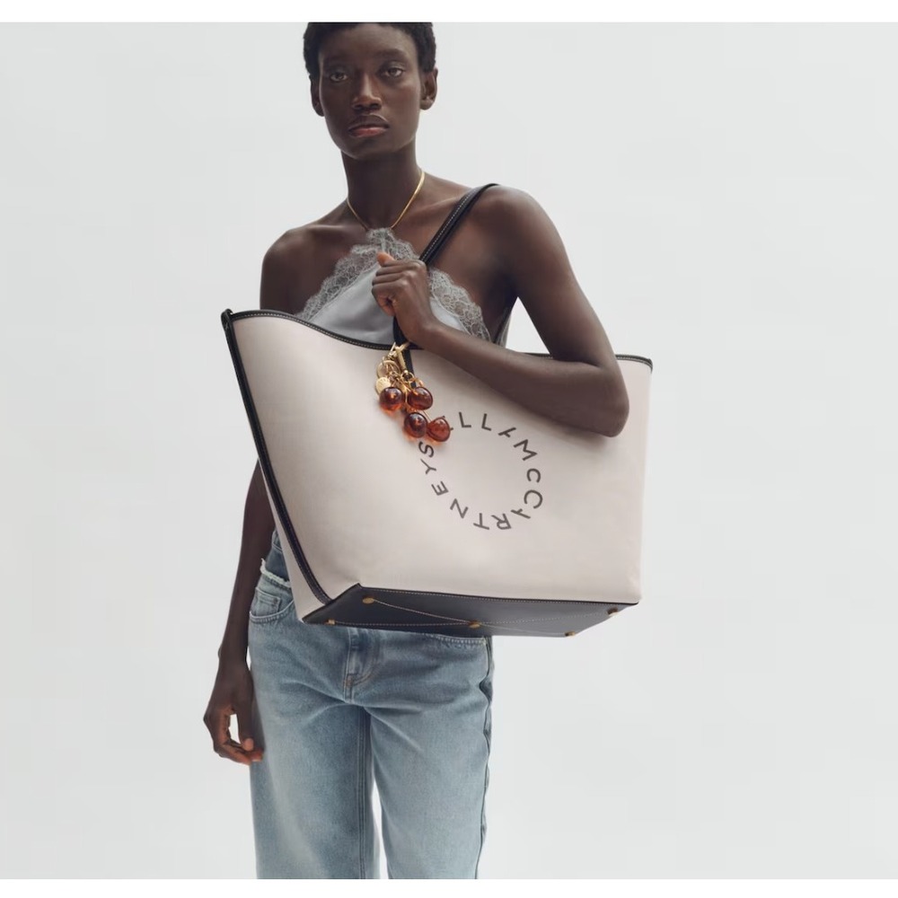 Stella McCartney x H&M Logo Canvas Large Tote Bag Beige